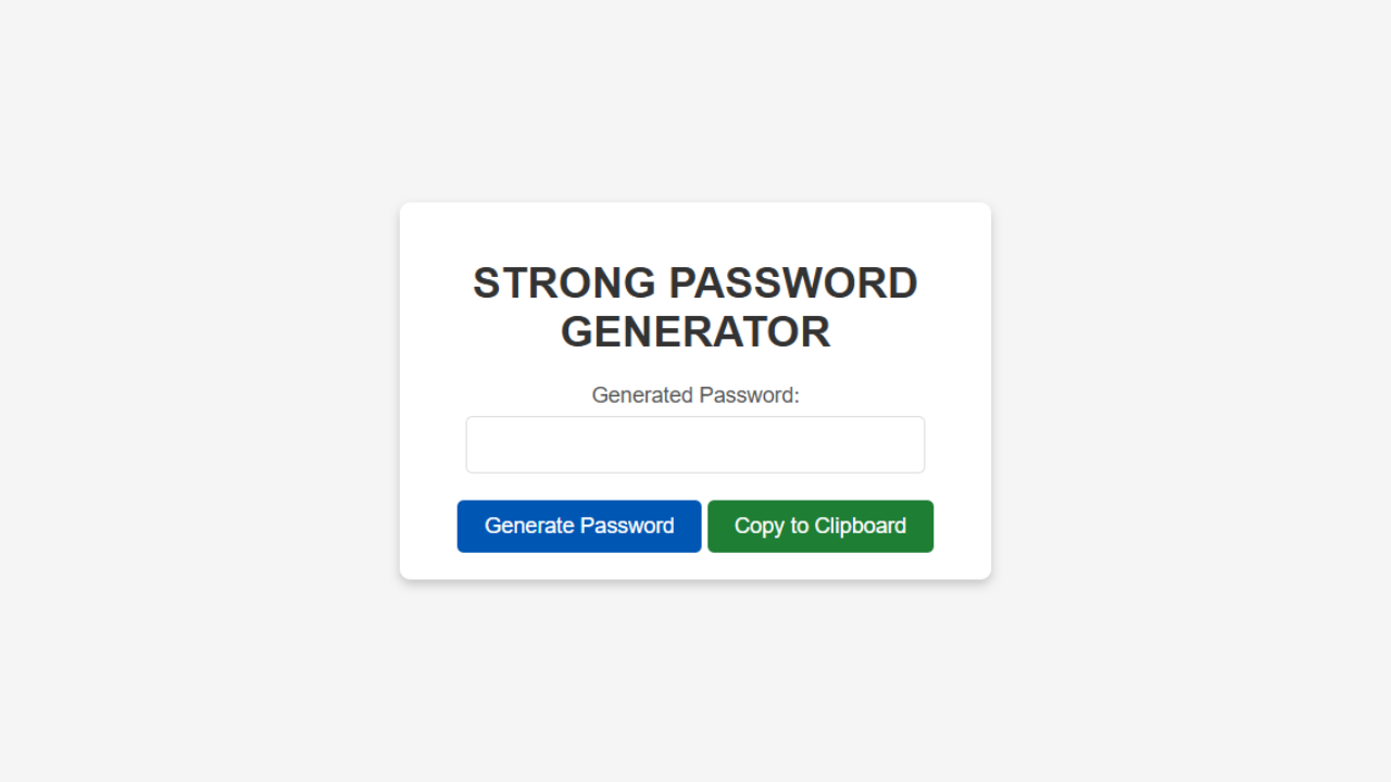 Strong Password Generator html css JavaScript